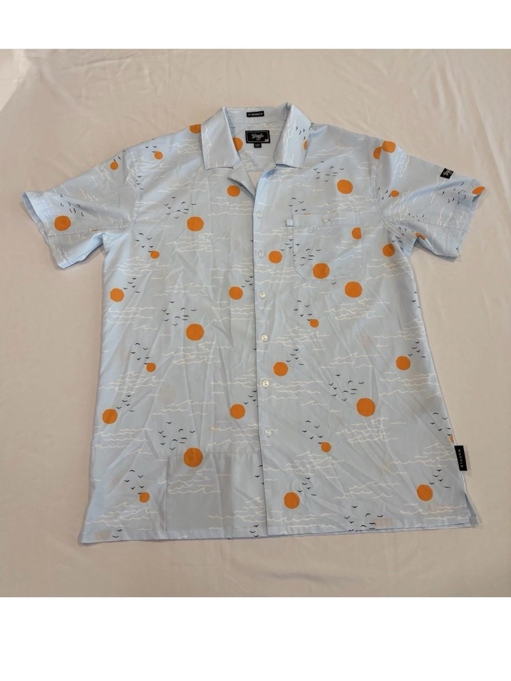 Waggle Golf Shirt Mens XL Light Blue Short-Sleeve Button-Up Shirt